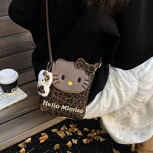 网红高颜值豹纹猫咪迷你斜挎包