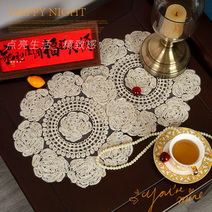 中式复古刺绣餐垫茶几杯垫装饰垫子高端复古刺绣多用台灯垫摆件垫