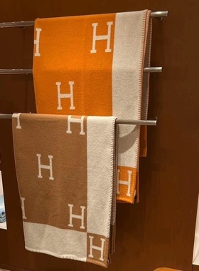 升级版100%羊毛羊绒H字母沙发毯轻奢大气双面披肩空调毯样板间毯