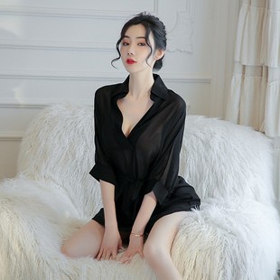 衬衣透视装 金宵情趣内衣性感睡衣女夏季 韩版 雪纺衬衫 浴袍睡裙 长款