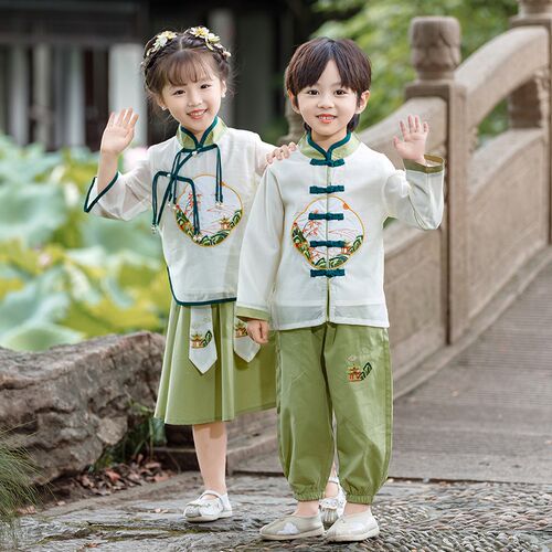 儿童汉服男童中国风民族演出服装夏国学服朗诵女童唐装幼儿园毕业