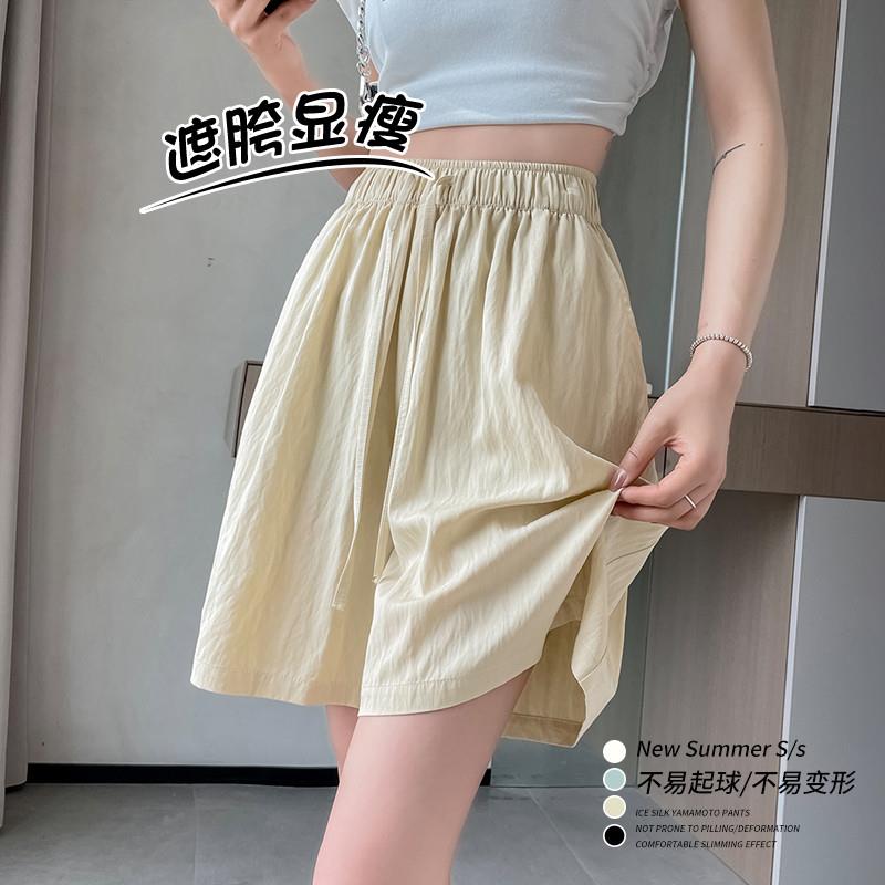 冰丝山本短裤女夏季薄款2025新款裙裤宽松棉麻五分运动休闲中裤子
