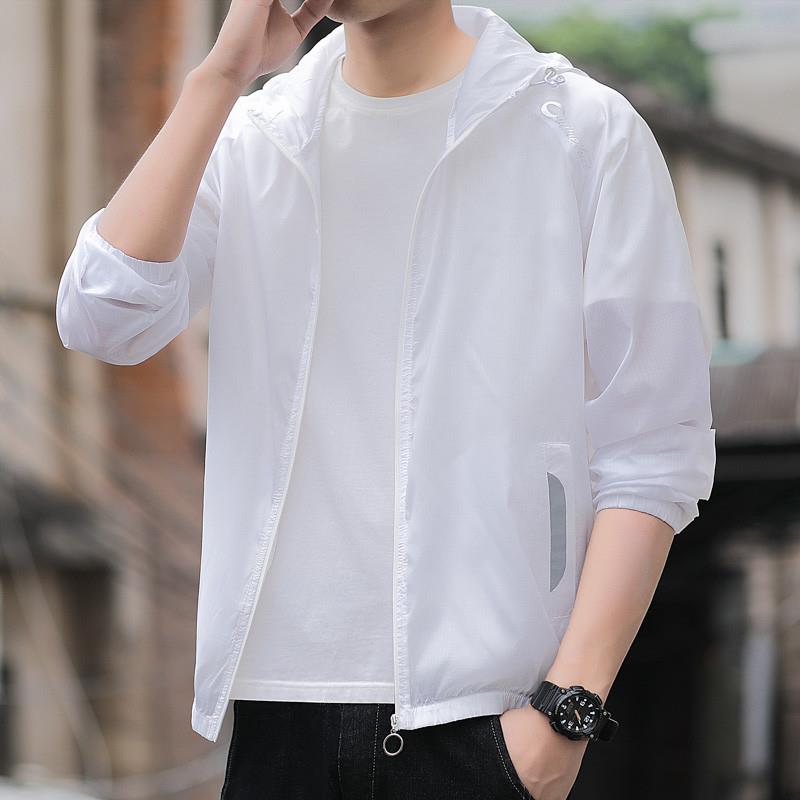 冰丝防晒衣男士夏季薄款白色2025年新款衣服钓鱼防晒服户外外套男