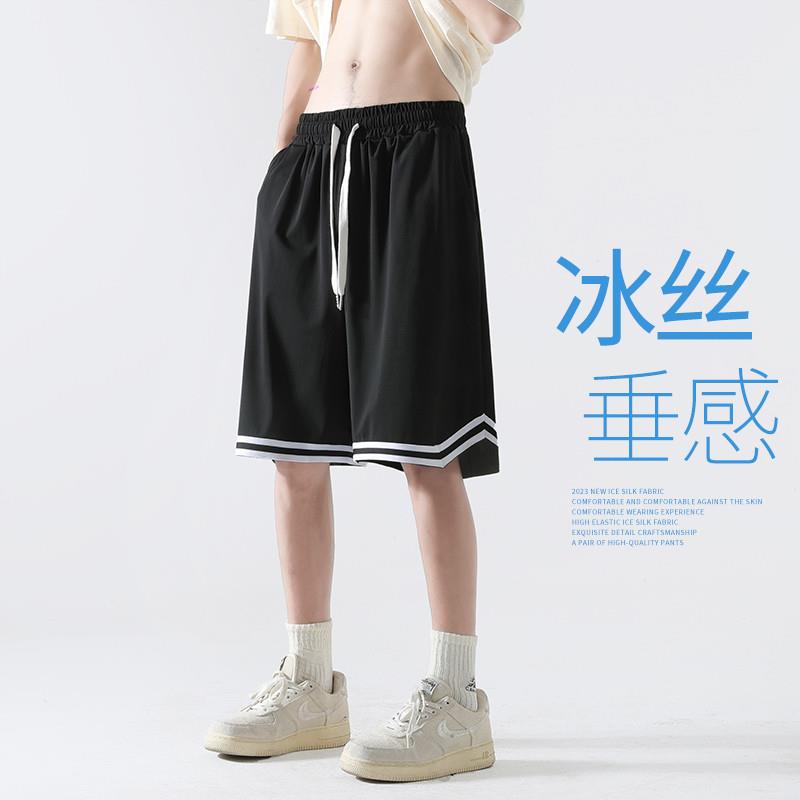 篮球美式运动短裤男夏季男款速干薄款五分裤子男过膝盖男士休闲裤