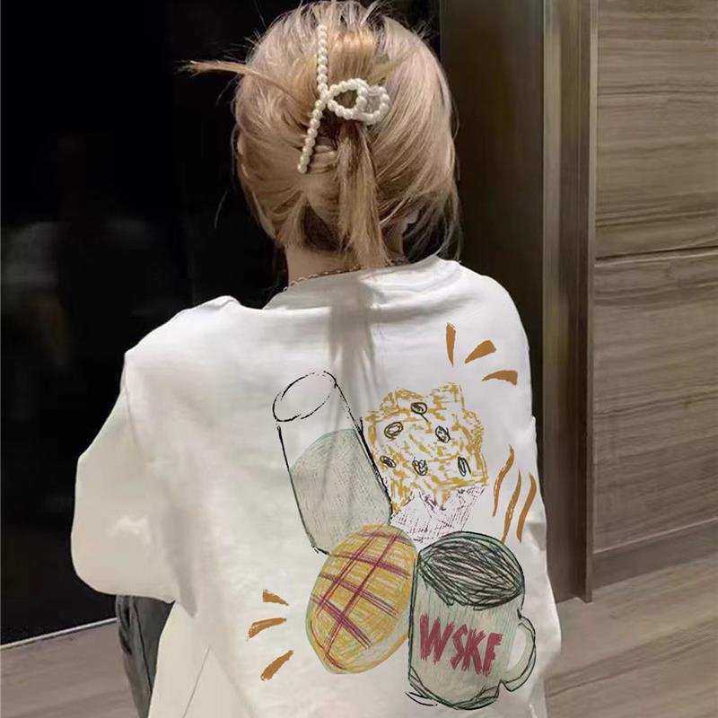 夏季纯棉白色短袖t恤女2025新款爆款正肩设计感美式半袖宽松上衣