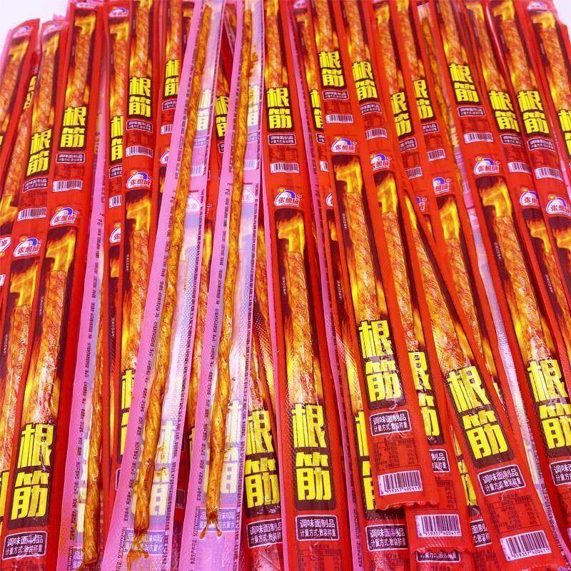 张想成一根筋辣条素牛筋约50cm长根网红麻辣调味面制品校园小吃