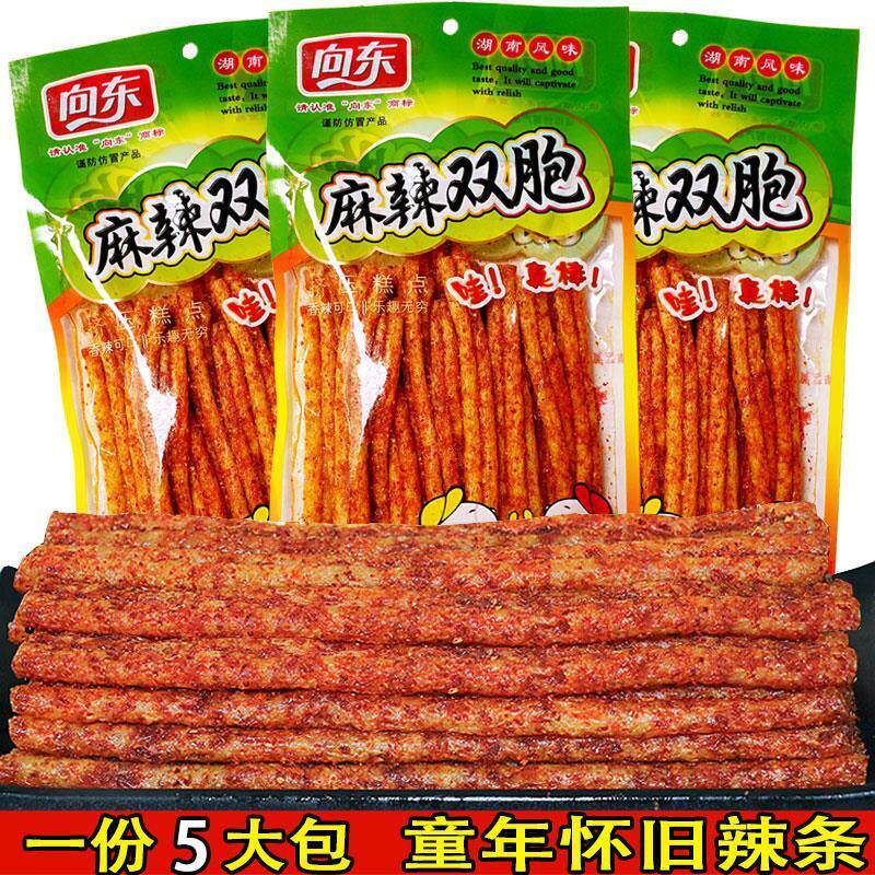 辣味辣条双胞胎麻辣长条吃