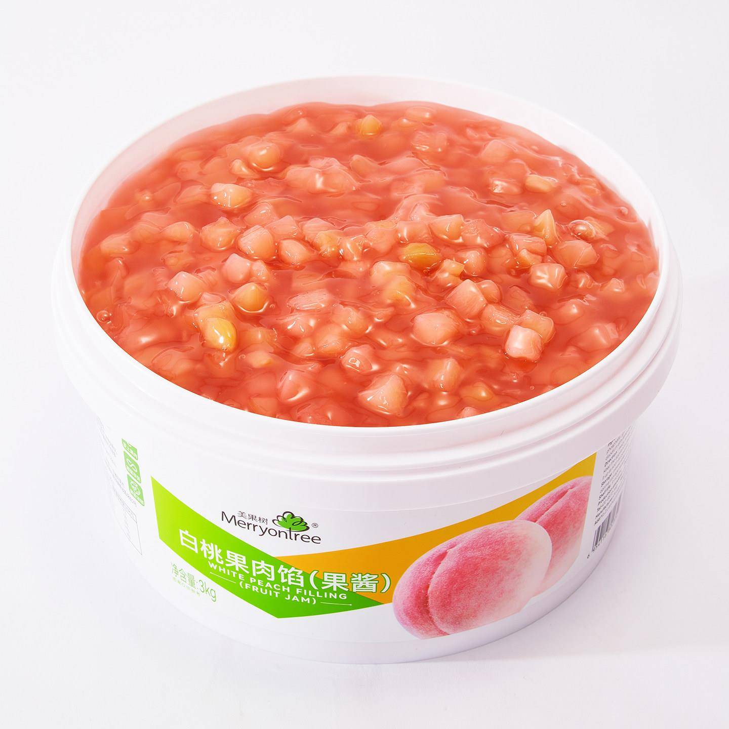 新货美果树白桃果肉馅桃子果酱3kg蛋糕夹心水蜜桃果馅烘焙饮品原
