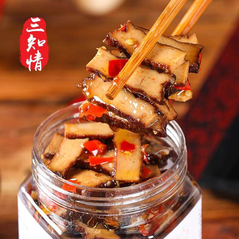正宗三知情香辣香干湖南风味卤香干微辣豆腐干麻辣零食280克/瓶
