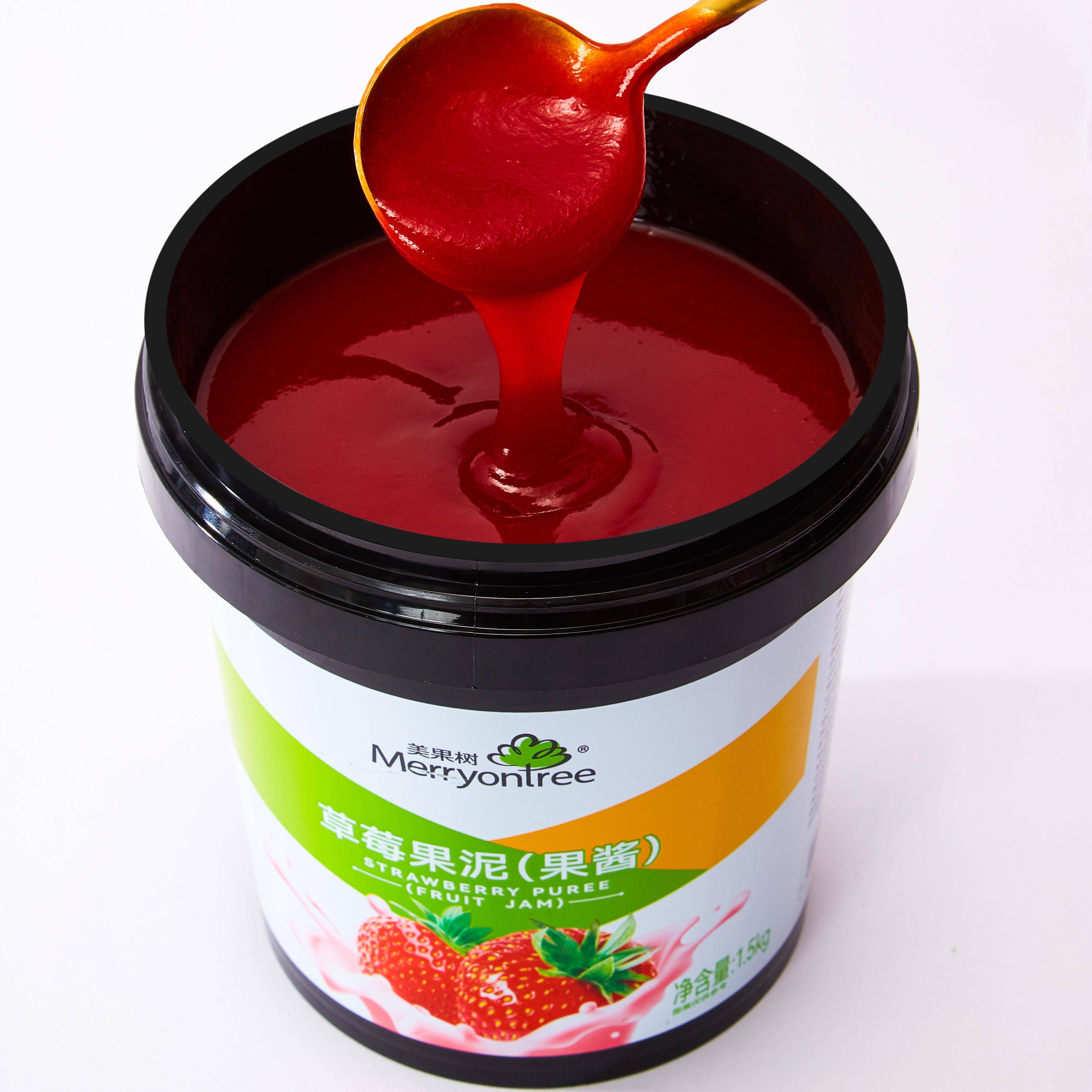 新货美果树草莓果泥1.5kg果酱果茸烘焙专用慕斯蛋糕涂抹面包淋面