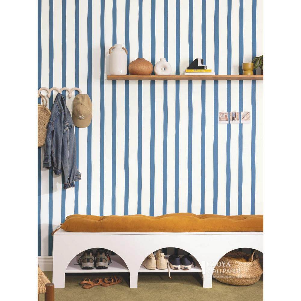 法国进口墙纸竖条纹大面积壁纸法式设计风格墙布防水环保壁布同人
