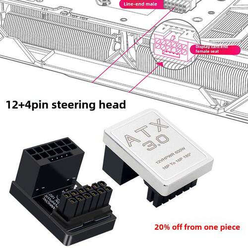 Rtx4090显卡电源接口转向头16针16P Atx3.0 12Vhrwr转头12+4端口A
