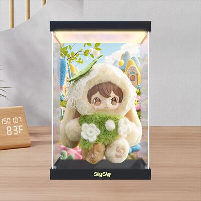 适用兔闪闪园博园联名款春的来意搪胶毛绒玩偶亚克力灯光展示盒AR