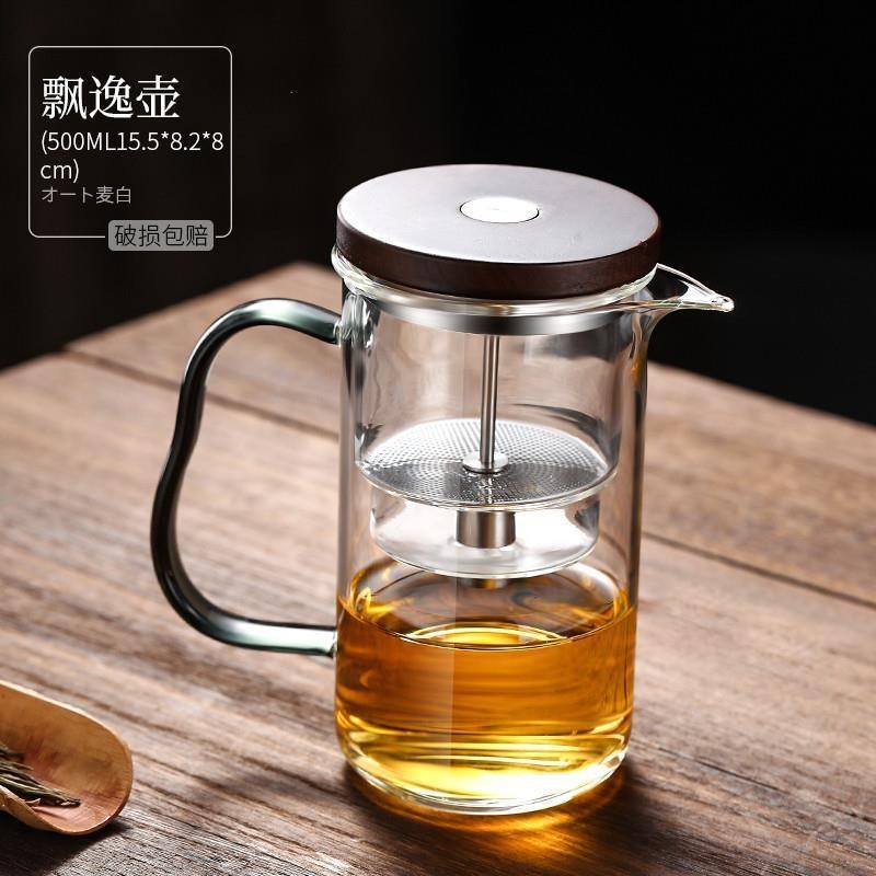 飘逸杯泡茶壶2024新款茶水分离高硼硅玻璃茶壶加厚耐Z高温可按压
