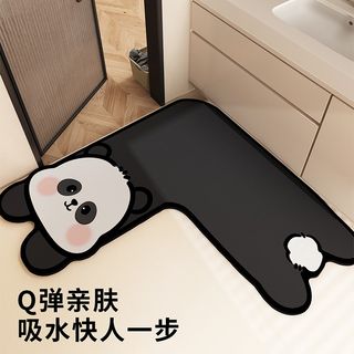 蓝色小狗L形转角浴室地垫卫生间硅藻泥吸水脚垫厕所门口防滑地毯