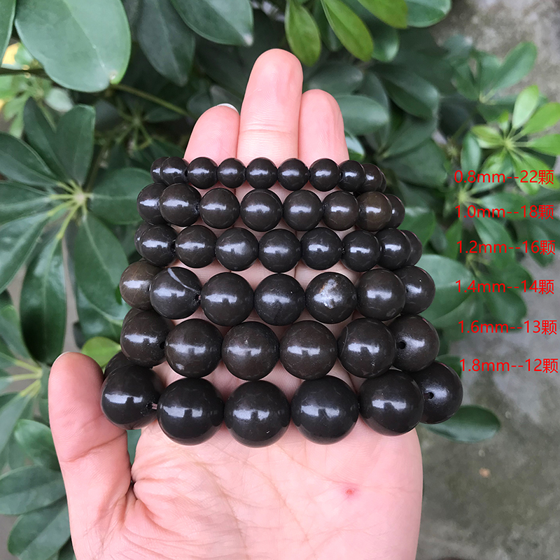 天然5A泗滨玄黄砭石手链女款手链男款黄斑砭石珠子手链