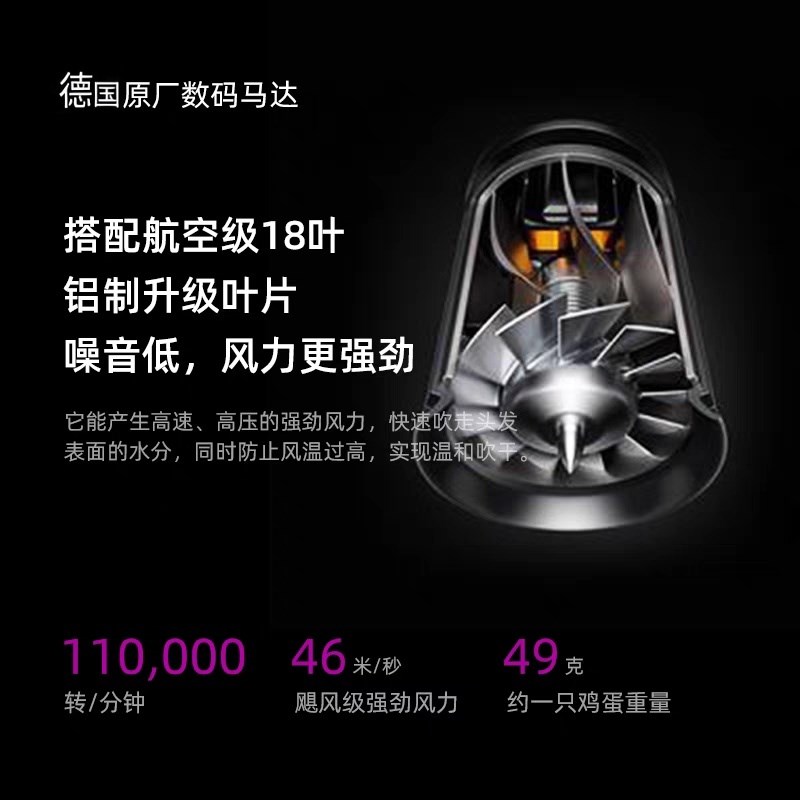 吹风机家用负离子顶配高速电吹风学生大功率负离子无叶吹头发风筒