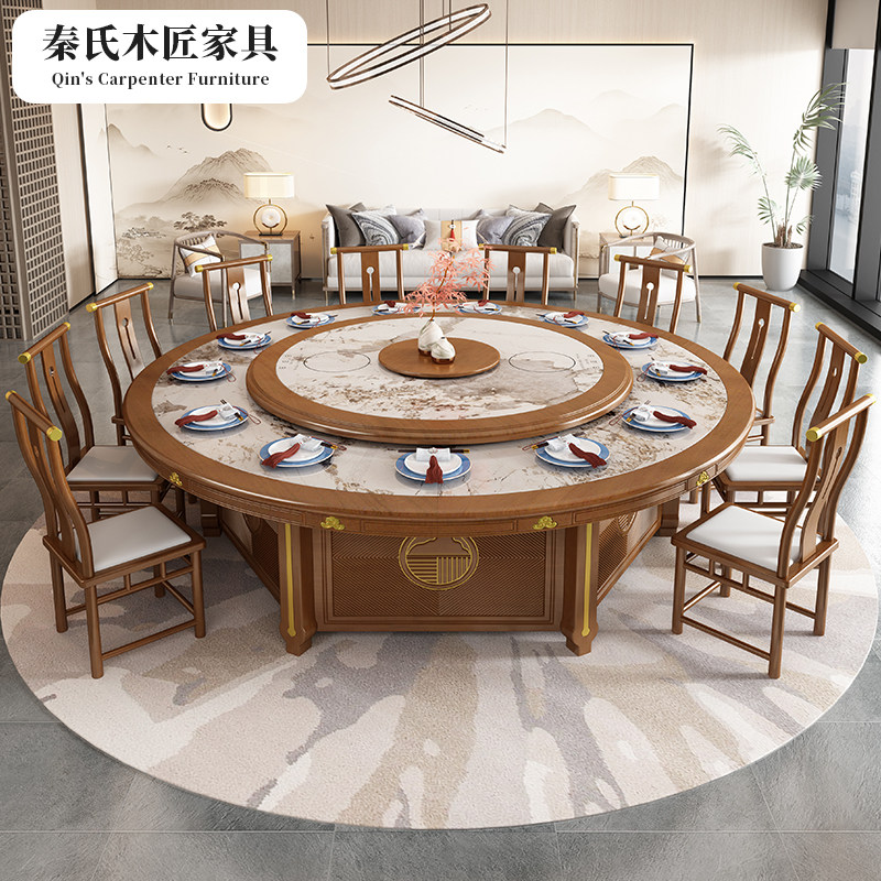 新全实木岩板电动餐桌商用人大圆桌酒店.米吃饭火锅桌子,住宅家具,岩板餐桌,淘宝优惠券,粉丝福利购,淘宝优惠卷