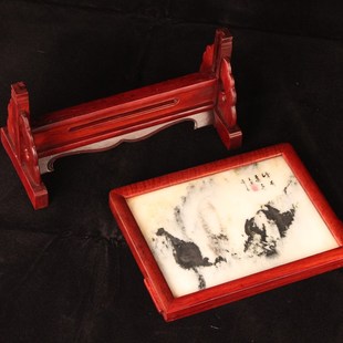 红木实木中堂家居古典屏风插屏酸枝大理石画复古明式台屏