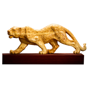 木雕动物手把件乐黄杨木雕招财金钱豹家居饰品实木工艺汽车