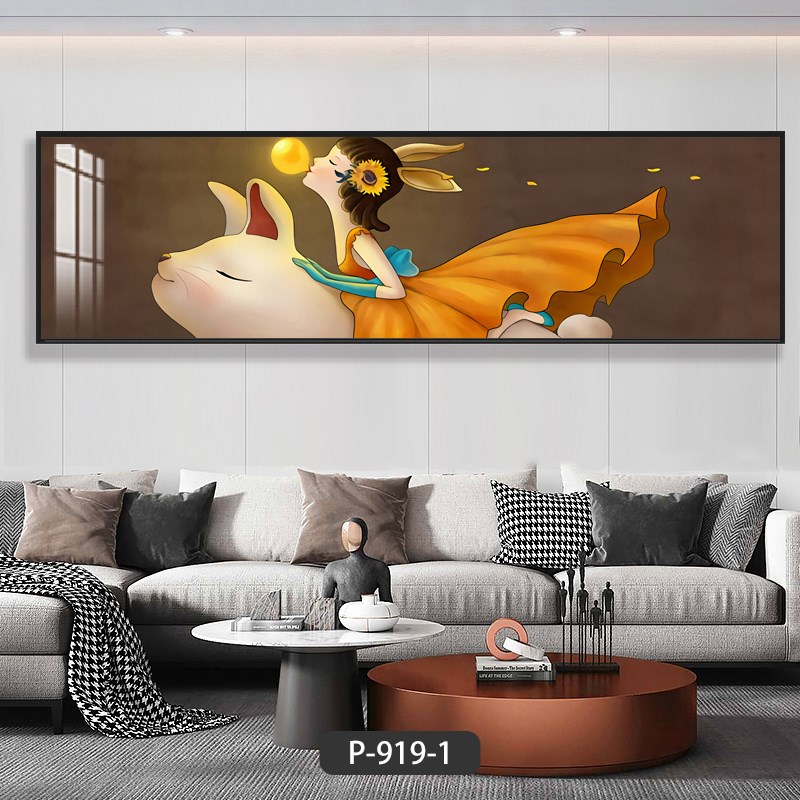 大海鲸鱼女孩儿童房间装饰画卧室床头创意横版挂画卡通卧室墙壁画