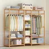 子布衣橱帽架落地实木经济型组装 儿童卧室出租房屋用