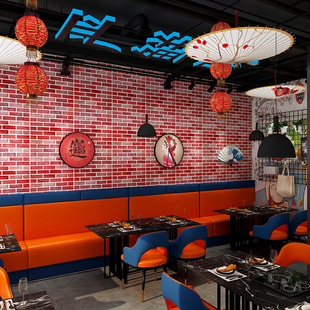 文化砖d立体墙墙纸遮丑自粘防水防撞仿古泡沫砖商用餐饮壁纸