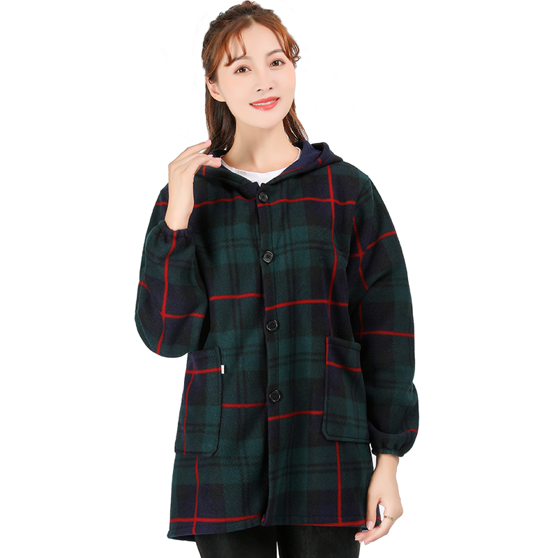 冬季棉罩衣外套男士大人带绒加厚工作服大褂加绒护衣女可外穿保暖