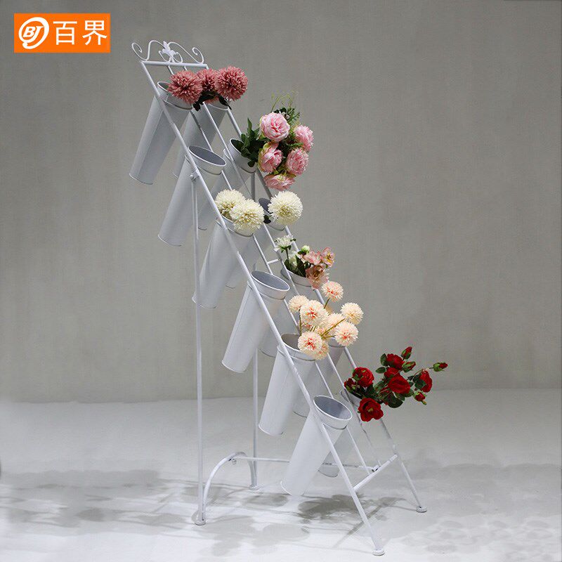 铁艺店束鲜展示架多层阶梯架子养桶插筒落地展示架