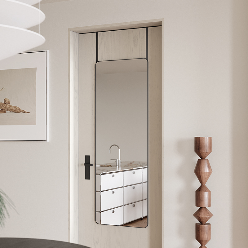 全身挂门镜子家用贴墙自粘壁挂式穿衣镜学生宿舍试衣镜铝合金挂镜