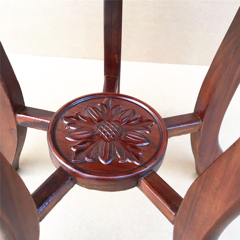 实木中式古典圆形餐桌琴凳古筝老榆木矮凳鼓凳圆