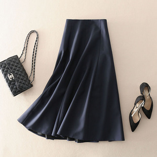 高端尖货立体剪裁纯色精纺羊毛高腰大摆L中长款 半身裙女早秋新款