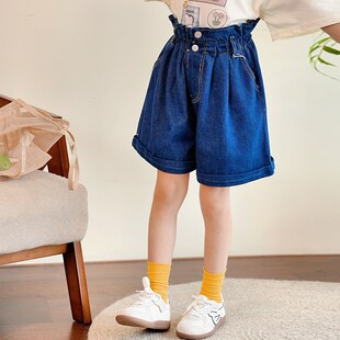 1女童短裤 收腰儿童U裤 牛仔裤 2025新款 子洋气甜美衣 童装 0769N003