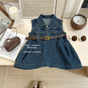 2025新款 韩系女童连衣裙夏季 儿N童洋气时髦牛仔裙裙子 咸柠七