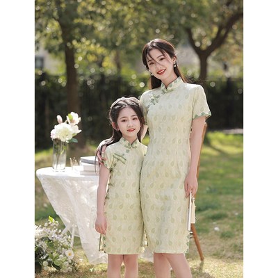 中国风女童改良旗袍夏季亲子母女装连衣裙薄款洋气U小女孩中式唐