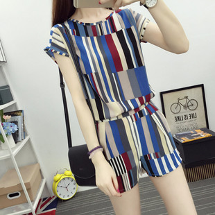 女休闲时尚 冰m丝运动套装 大码 薄款 两件 2022夏季 雪纺阔腿短裤 新款