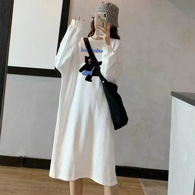 长袖t恤裙子春秋韩版长款连衣裙