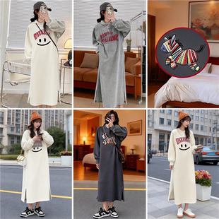 敏潮格伦女装秋冬清仓长袖连衣裙宽松大码韩版长款过膝遮肚子裙子