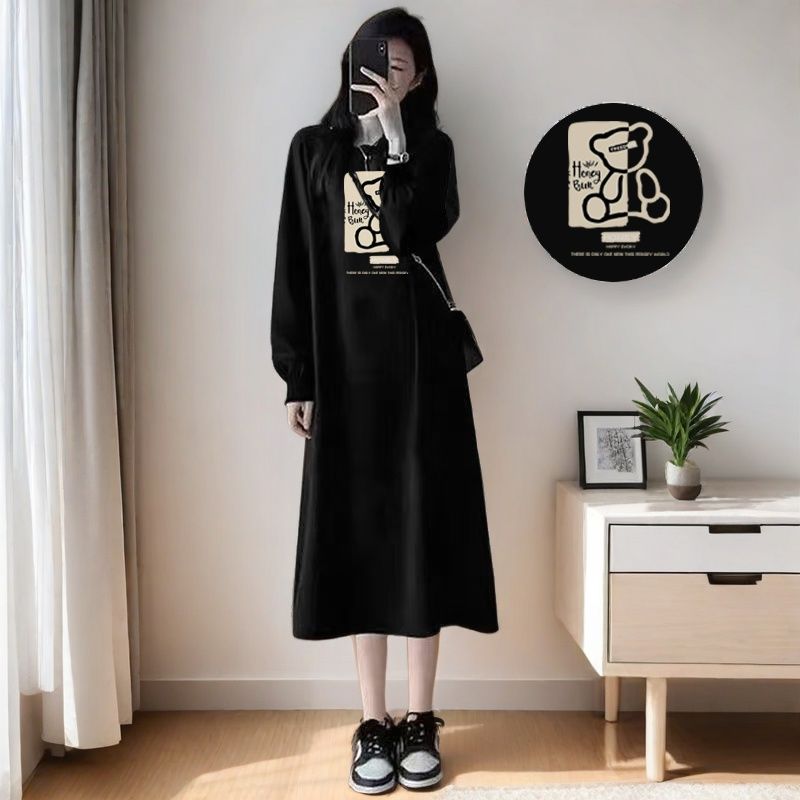 2025年新款纯棉圆领长袖t恤裙