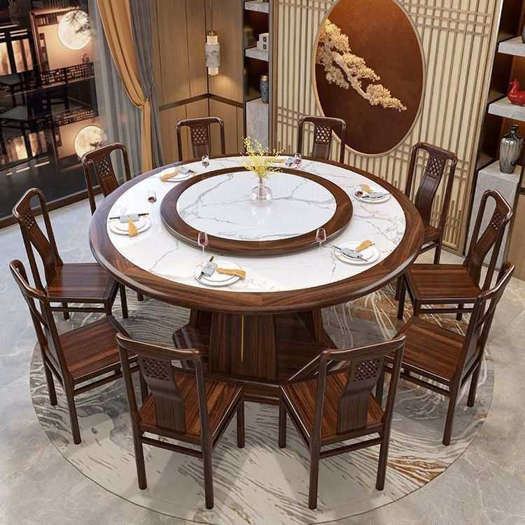 新中式乌金木实木餐桌带转盘饭桌高档轻奢大圆桌家用餐厅桌椅组合,鲜花速递/花卉仿真/绿植园艺,割草机/草坪机,淘宝优惠券,粉丝福利购,淘宝优惠卷