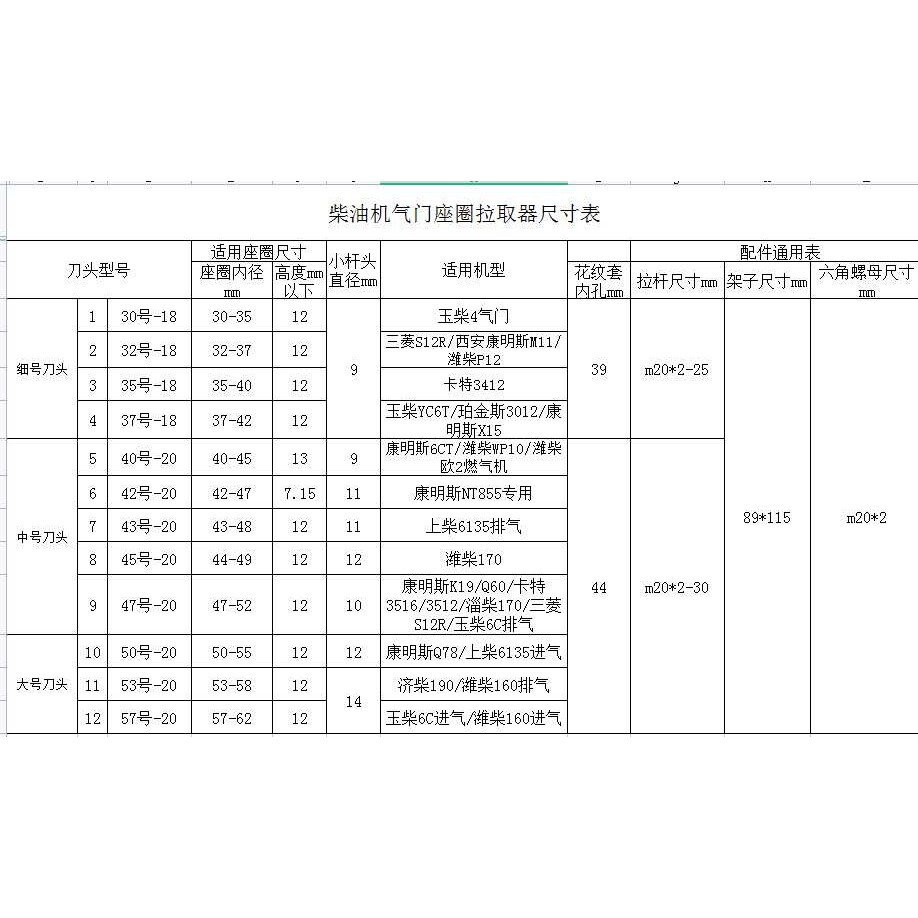 适用柴油机气门座圈拉取器