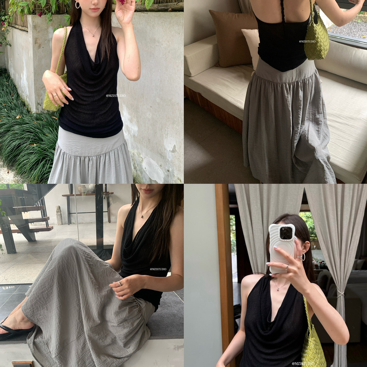 MZI STUDIO-多巴胺韩标夏季后背扭麻花设计百搭可叠穿背心A80017#