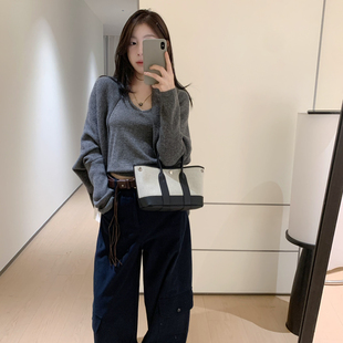 背心套装 质显瘦羊毛两件套披肩针织开衫 含100羊毛 GROVE SANTA