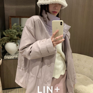 可收腰 气质温柔羽绒服 LIN 盐可甜冬上新～蛋白皮衣立领中长款