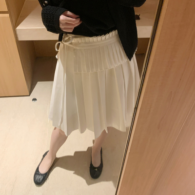 SANTA GROVE-26年早春伯克利百褶双层精致减龄半身裙(配腰帘)