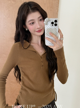 UONE秋上新静奢风抽绳设计高级感针织衫