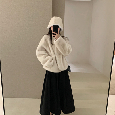 poisooo-超级大爆款夹棉版巨巨巨显瘦菱格压纹百褶棉裙半身裙