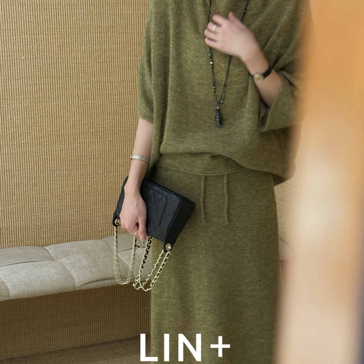 LIN  抽绳高智感A字气质姐姐半身裙（含138羊驼毛）138羊驼毛