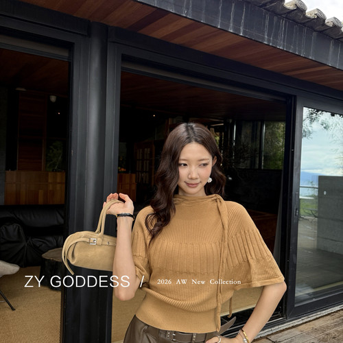 ZY GODDESS-媛风气质斗篷式蝙蝠袖百搭坑条针织衫（含羊毛）C6551