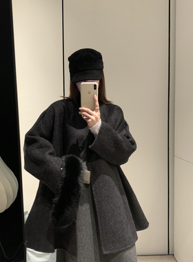 拿铁-松拿捏显瘦羊毛外套(配毛领狐狸毛真毛可拆卸)（含68.2羊毛